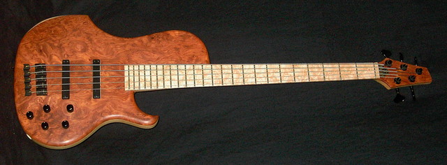 The Base Pommele-Bubinga Top, Maple Fingerboard